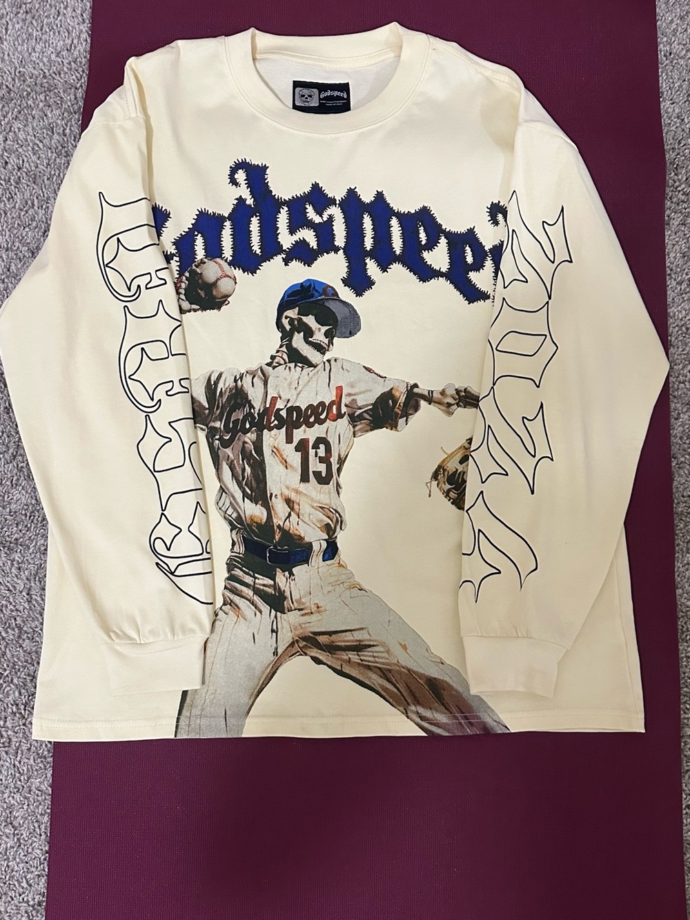 Cream Graphic Long-Sleeve Shirt